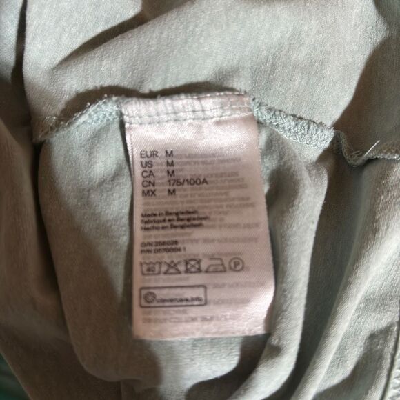 H&M Fine Knit Slim Fit Short Sleeve Collared Golf Polo Shirt Sage Green Medium - Picture 8 of 11